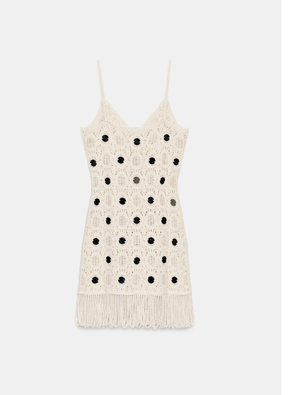 ZARA FRINGED MIRROR KNIT DRESS - Picture 5 of 6